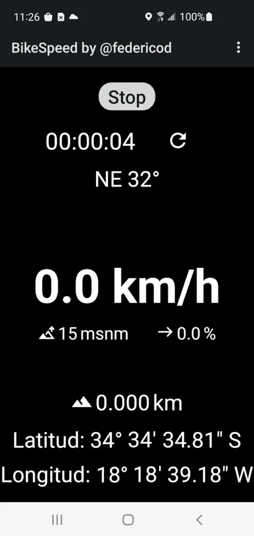 Captura de la aplicación BikeSpeed