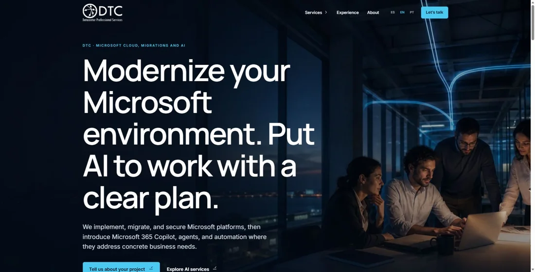 Website screenshot: DTC