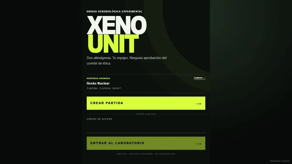 Vista del sitio de Xeno Unit